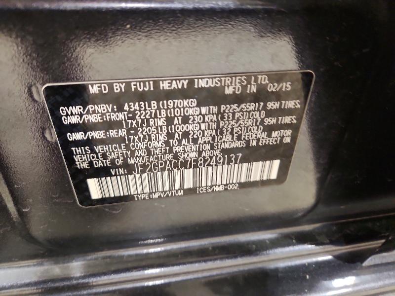 Aukcja sprzedaży 2015 Subaru Xv Crosstrek, vin: JF2GPACC7F8249137, numer aukcji: 60313396