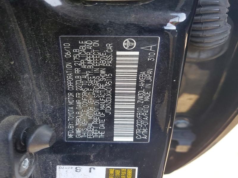 61086456 :رقم المزاد ، JTDKN3DUXA0195115 vin ، 2010 Toyota Prius مزاد بيع