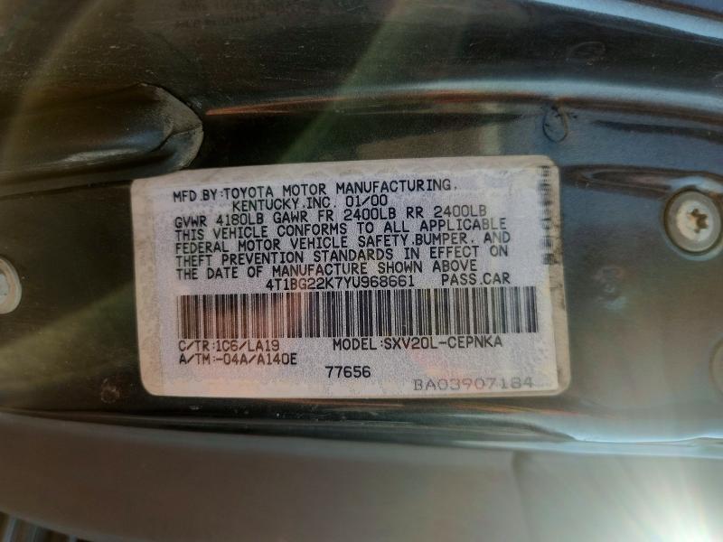 59537856 :رقم المزاد ، 4T1BG22K7YU968661 vin ، 2000 Toyota Camry مزاد بيع