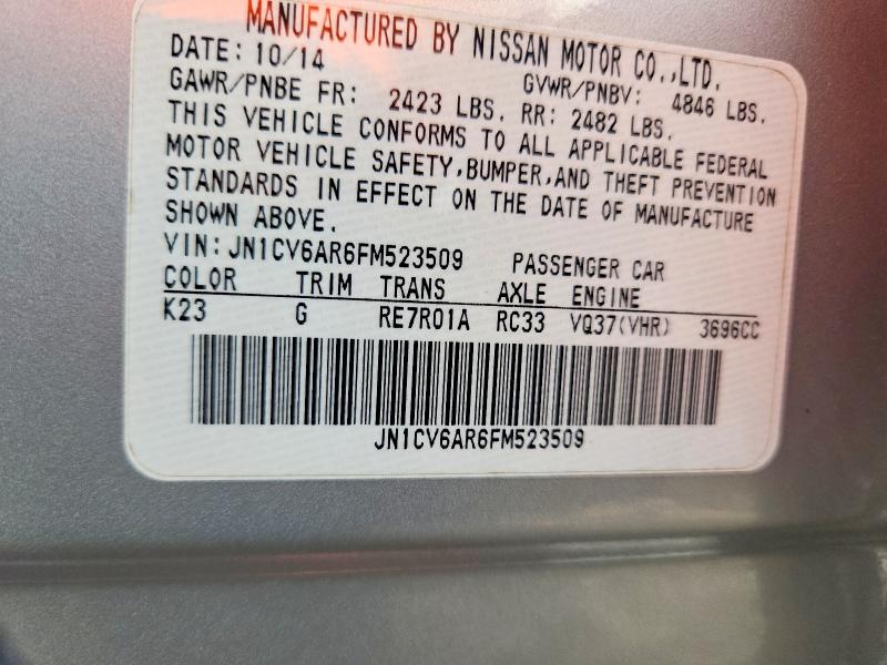 Продажа на аукционе авто 2015 Infiniti Q40, vin: JN1CV6AR6FM523509, номер лота: 58492046