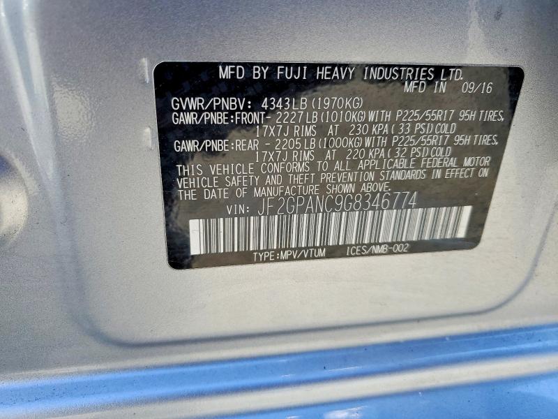 Продажа на аукционе авто 2016 Subaru Crosstrek, vin: JF2GPANC9G8346774, номер лота: 62515866