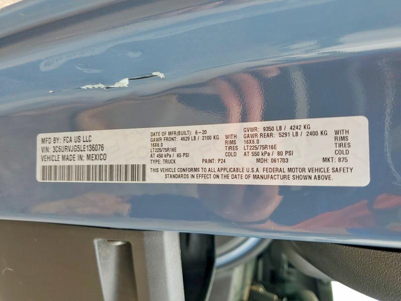 Продаж на аукціоні авто 2020 Ram Promaster 3500, vin: 3C6URVJG5LE136076, номер лоту: 61497756