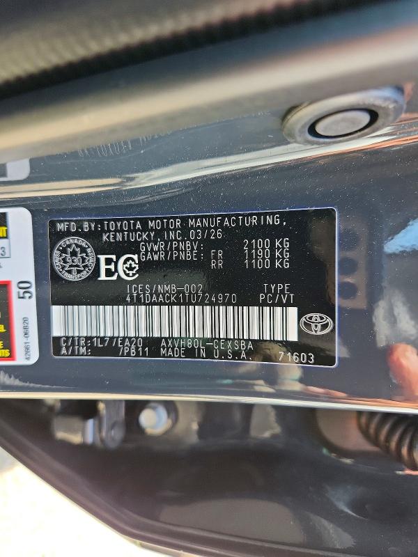 Продажа на аукционе авто 2026 Toyota Camry, vin: 4T1DAACK1TU724970, номер лота: 59368886