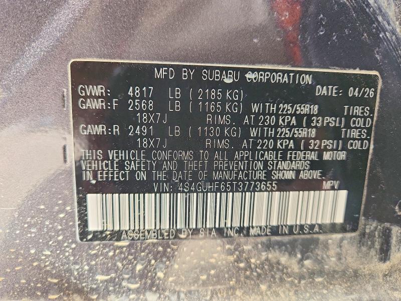 2026 Subaru Crosstrek მანქანა იყიდება აუქციონზე, vin: 4S4GUHF65T3773655, აუქციონის ნომერი: 62892306