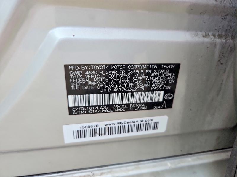 Продаж на аукціоні авто 2009 Lexus Es, vin: JTHBJ46G792322975, номер лоту: 59346236