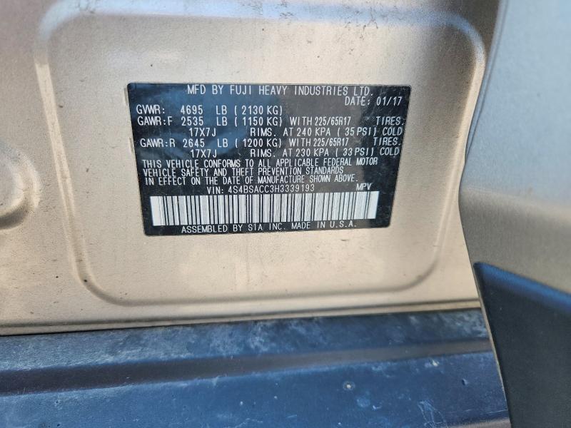 Продаж на аукціоні авто 2017 Subaru Outback, vin: 4S4BSACC3H3339193, номер лоту: 63321046