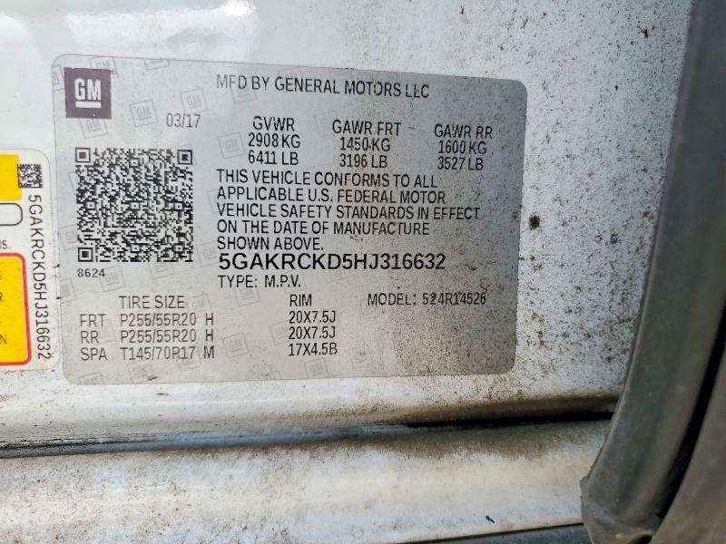 Продаж на аукціоні авто 2017 Buick Enclave, vin: 5GAKRCKD5HJ316632, номер лоту: 61562256