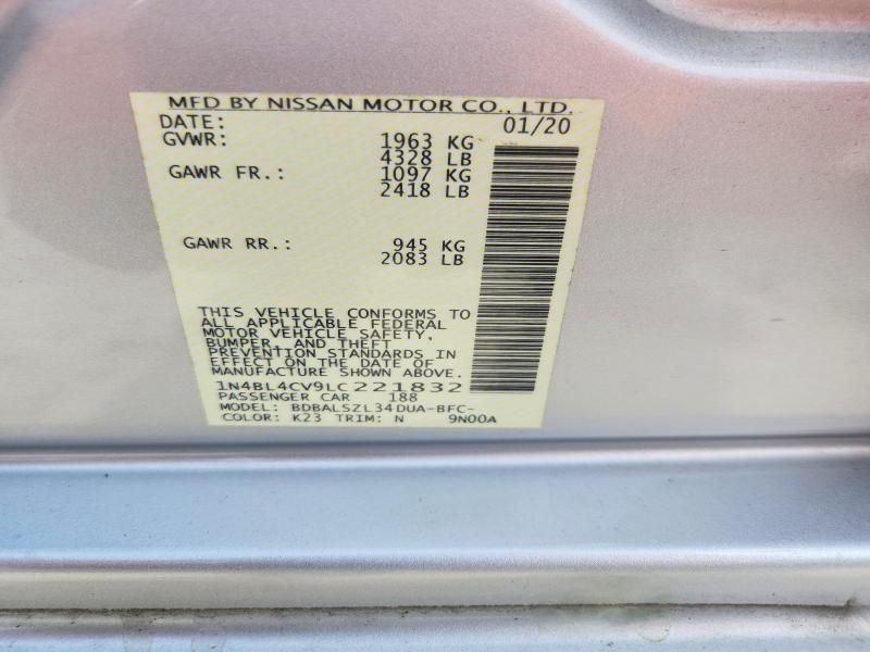 Продажа на аукционе авто 2020 Nissan Altima, vin: 1N4BL4CV9LC221832, номер лота: 61993396