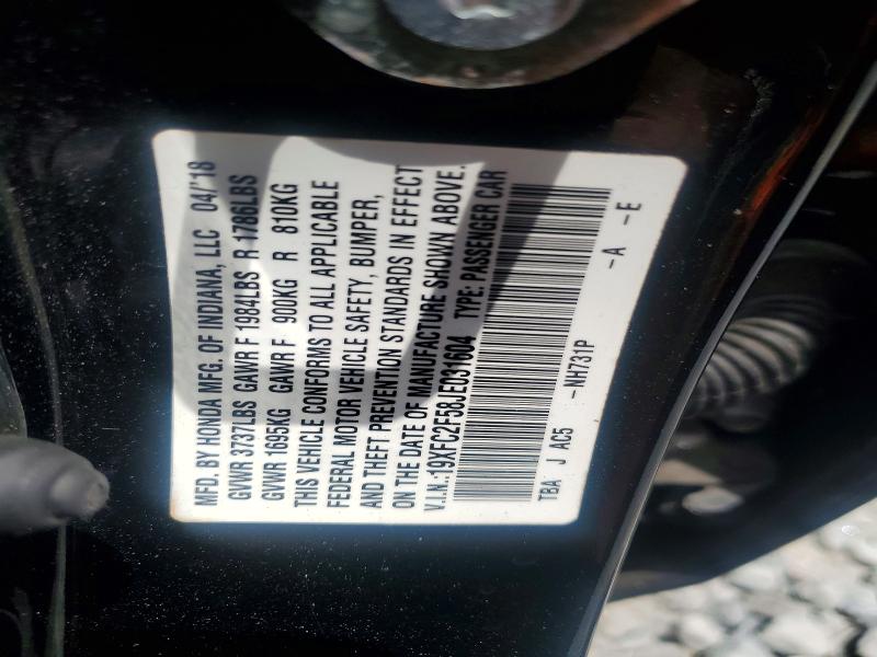 Aukcja sprzedaży 2018 Honda Civic, vin: 19XFC2F58JE031604, numer aukcji: 59852406