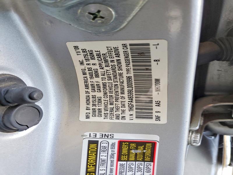 Продаж на аукціоні авто 2009 Honda Civic, vin: 1HGFA46599L000996, номер лоту: 61428456