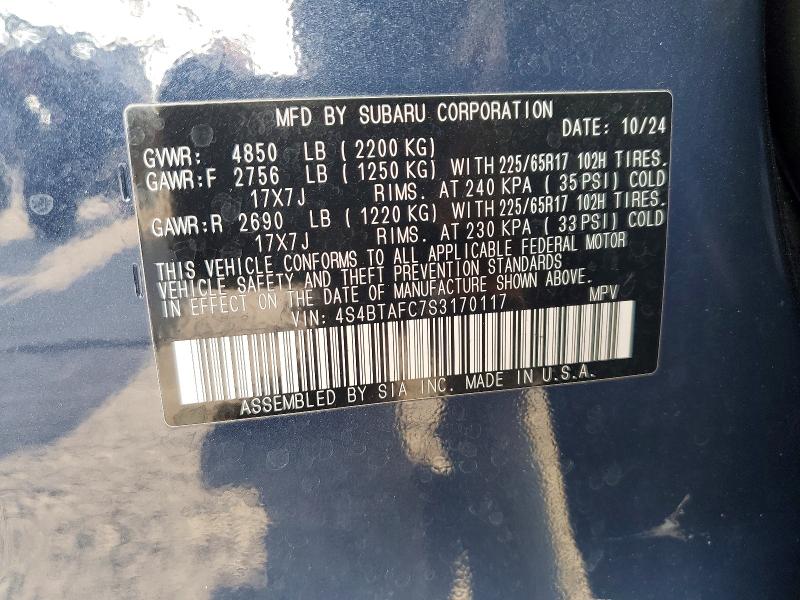 Aukcja sprzedaży 2025 Subaru Outback, vin: 4S4BTAFC7S3170117, numer aukcji: 63161976