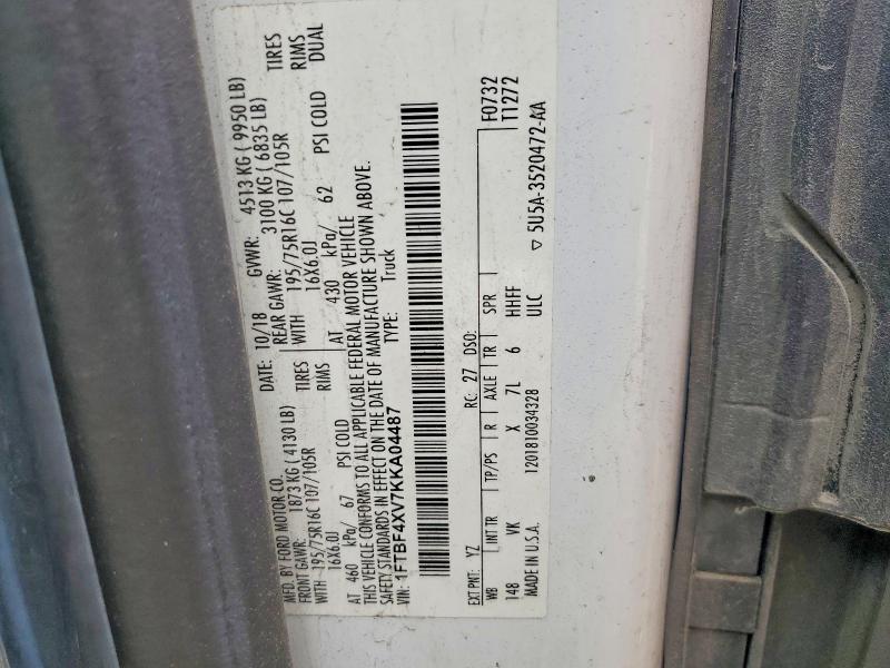2019 Ford Transit მანქანა იყიდება აუქციონზე, vin: 1FTBF4XV7KKA04487, აუქციონის ნომერი: 61553226