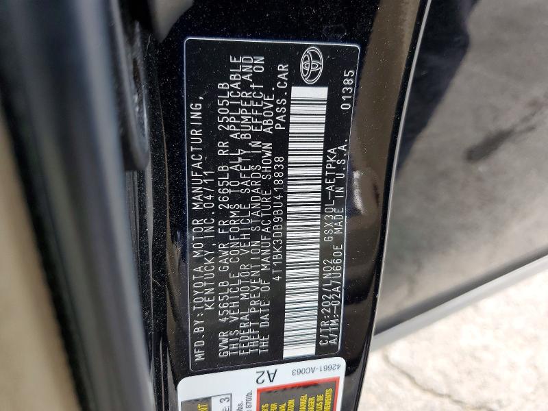Продажа на аукционе авто 2011 Toyota Avalon, vin: 4T1BK3DB9BU418838, номер лота: 59994266