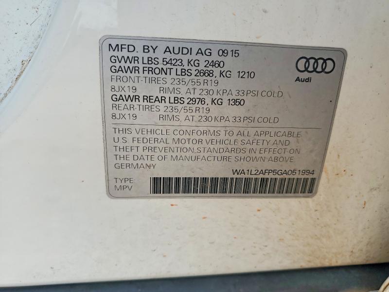 Aukcja sprzedaży 2016 Audi Q5, vin: WA1L2AFP5GA051994, numer aukcji: 61779056
