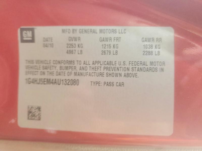 2010 Buick Lucerne მანქანა იყიდება აუქციონზე, vin: 1G4HJ5EM4AU132080, აუქციონის ნომერი: 62517156
