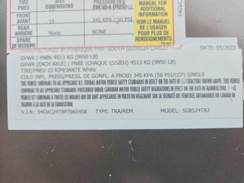 2023 Other Heavy Equipment Trailers მანქანა იყიდება აუქციონზე, vin: 54GVC24T8P7060458, აუქციონის ნომერი: 60090506
