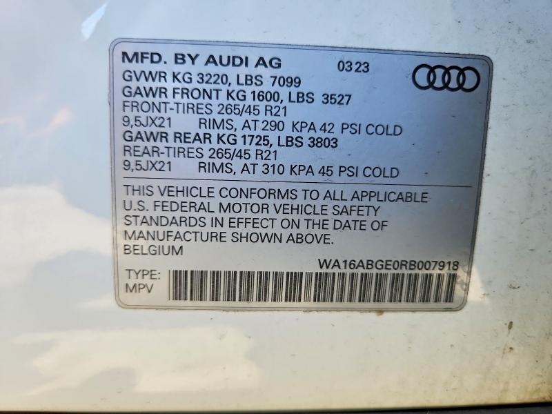 Продажа на аукционе авто 2024 Audi Q8 E-tron, vin: WA16ABGE0RB007918, номер лота: 59254996