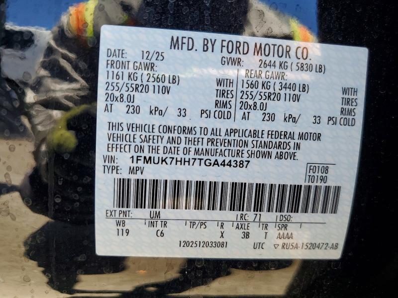 2026 Ford Explorer მანქანა იყიდება აუქციონზე, vin: 1FMUK7HH7TGA44387, აუქციონის ნომერი: 60174676