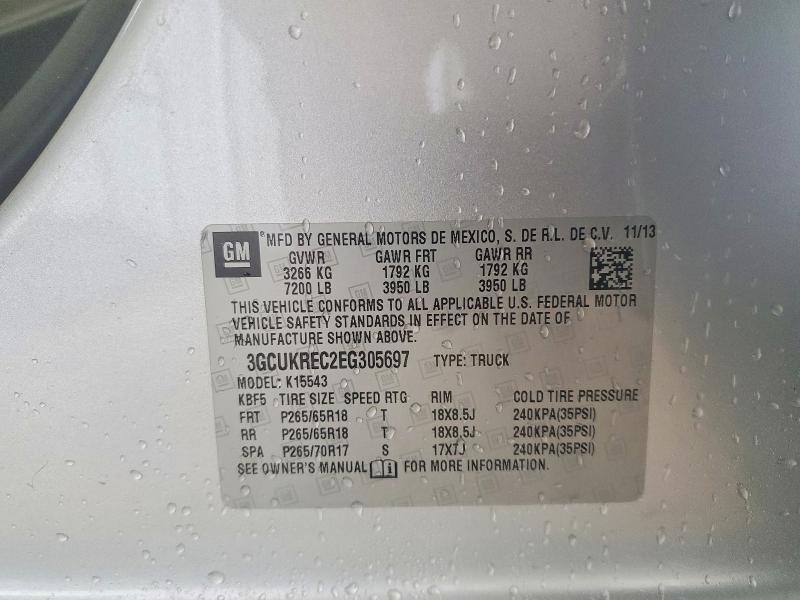 Продажа на аукционе авто 2014 Chevrolet Silverado, vin: 3GCUKREC2EG305697, номер лота: 58782436