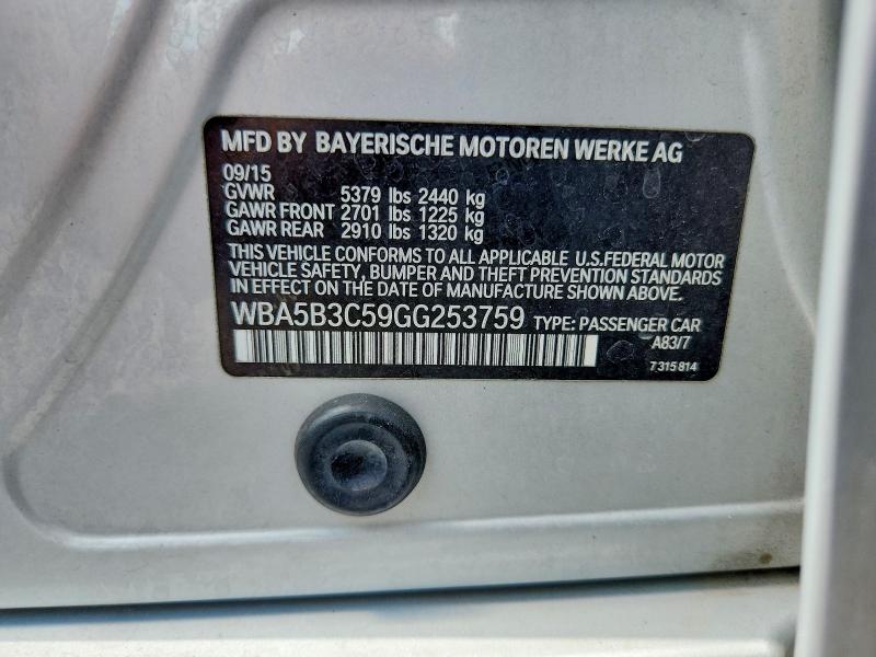 62572996 :رقم المزاد ، WBA5B3C59GG253759 vin ، 2016 Bmw 535 مزاد بيع
