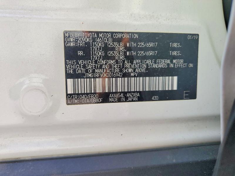 Продаж на аукціоні авто 2019 Toyota Rav4, vin: JTMG1RFV0KD016942, номер лоту: 60754336