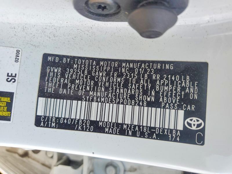 85995385 :رقم المزاد ، 5YFB4MDE5PP008248 vin ، 2023 Toyota Corolla مزاد بيع