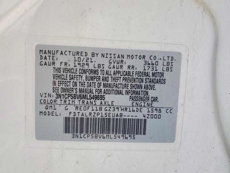 60676866 :رقم المزاد ، 3N1CP5BV6ML549695 vin ، 2021 Nissan Kicks مزاد بيع