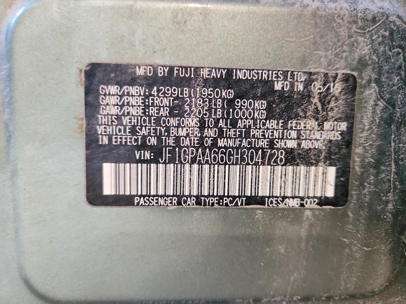 Aukcja sprzedaży 2016 Subaru Impreza, vin: JF1GPAA66GH304728, numer aukcji: 61411986