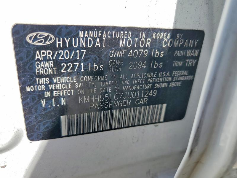 2018 Hyundai Elantra Gt მანქანა იყიდება აუქციონზე, vin: KMHH55LC7JU011249, აუქციონის ნომერი: 60988876