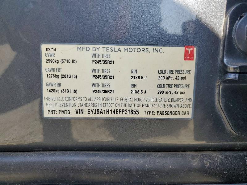 Aukcja sprzedaży 2014 Tesla Model S, vin: 5YJSA1H14EFP31855, numer aukcji: 61967306