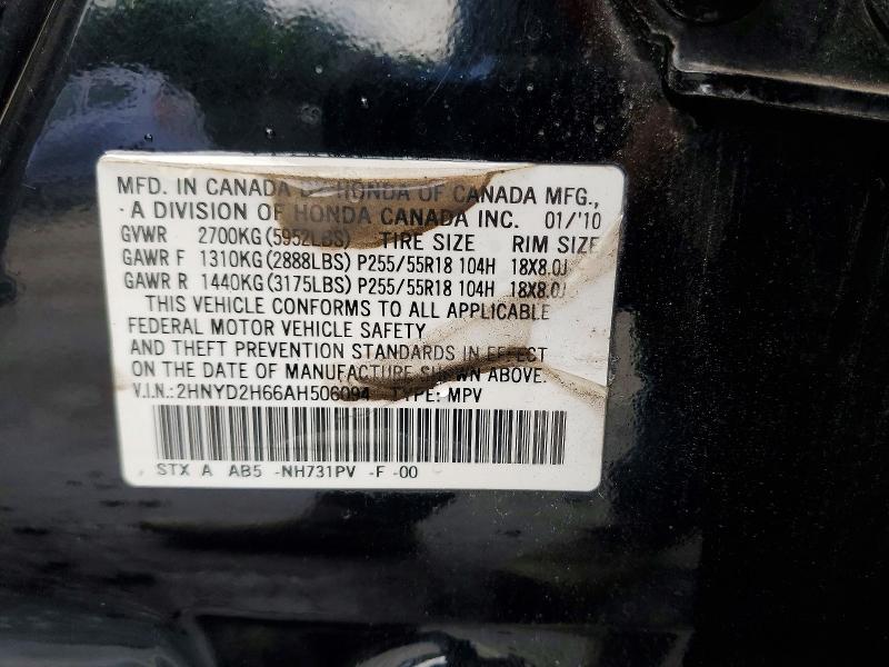 Aukcja sprzedaży 2010 Acura Mdx, vin: 2HNYD2H66AH506094, numer aukcji: 62487066