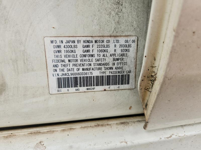 2006 Acura Tsx მანქანა იყიდება აუქციონზე, vin: JH4CL968X6C036175, აუქციონის ნომერი: 61011496