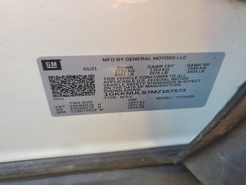 Auction sale of the 2021 Gmc Acadia, vin: 1GKKNULS7MZ167573, lot number: 60147346