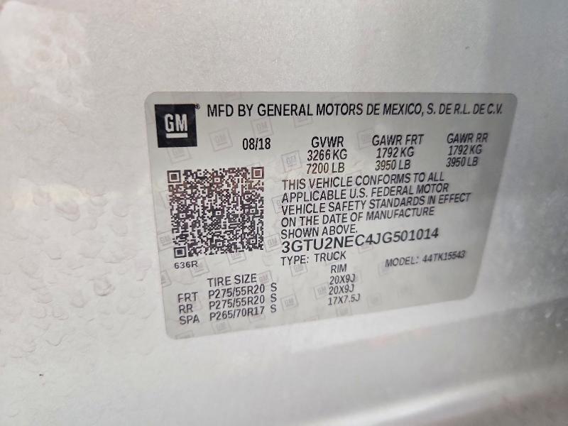 Продажа на аукционе авто 2018 Gmc Sierra, vin: 3GTU2NEC4JG501014, номер лота: 59792656