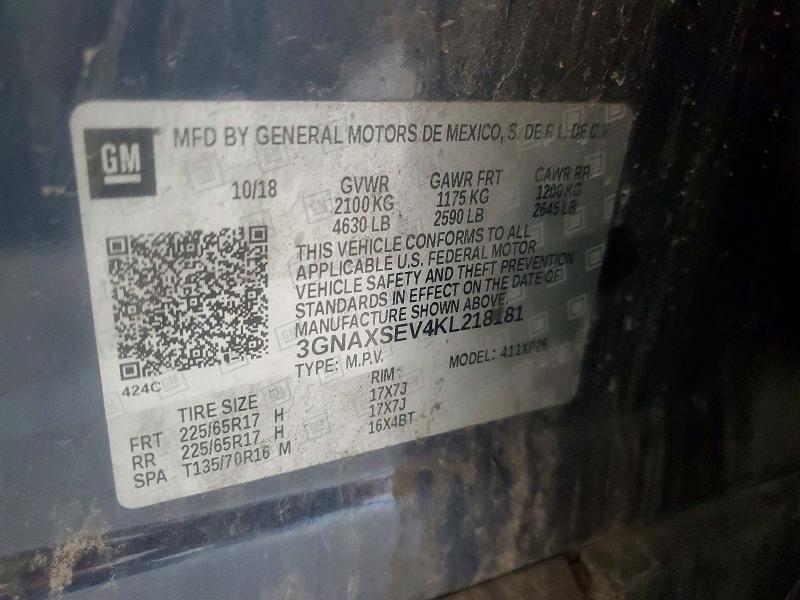 Продаж на аукціоні авто 2019 Chevrolet Equinox, vin: 3GNAXSEV4KL218181, номер лоту: 61948636