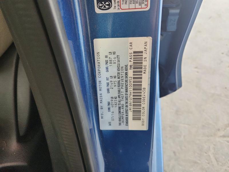 2017 Mazda 3 მანქანა იყიდება აუქციონზე, vin: JM1BN1U79H1100952, აუქციონის ნომერი: 62496376