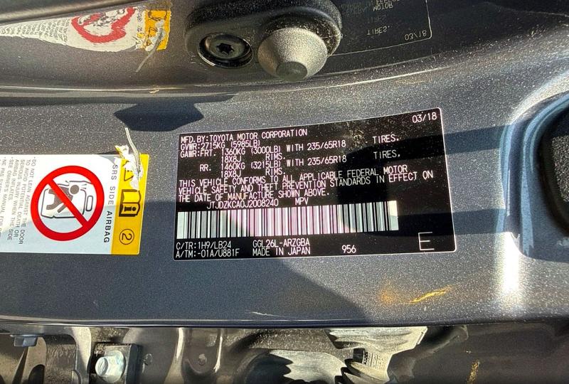 Aukcja sprzedaży 2018 Lexus Rx, vin: JTJDZKCA0J2008240, numer aukcji: 61447446