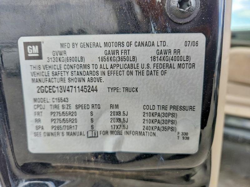 62214916 :رقم المزاد ، 2GCEC13V471145244 vin ، 2007 Chevrolet Silverado مزاد بيع