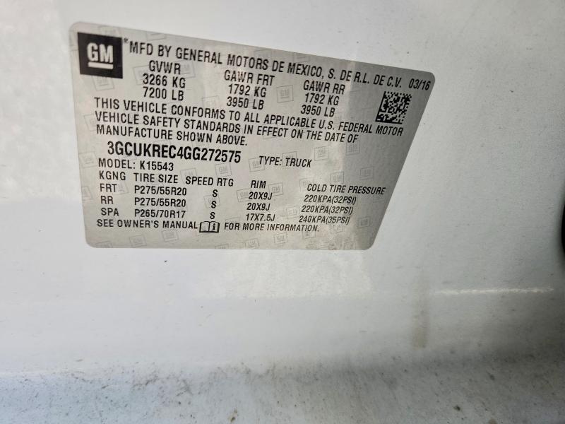Продажа на аукционе авто 2016 Chevrolet Silverado, vin: 3GCUKREC4GG272575, номер лота: 60603706