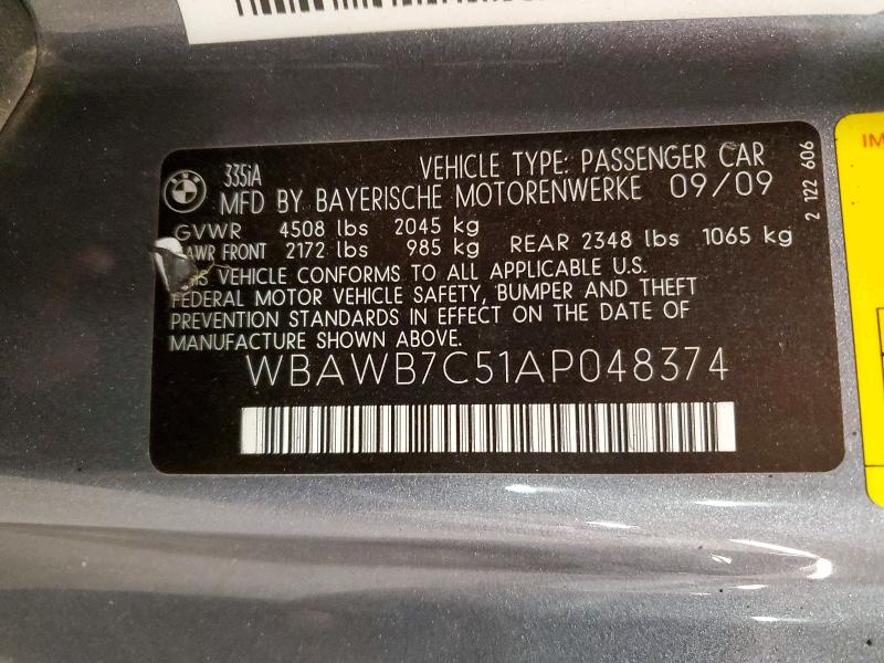 Продаж на аукціоні авто 2010 Bmw 335, vin: WBAWB7C51AP048374, номер лоту: 61997486