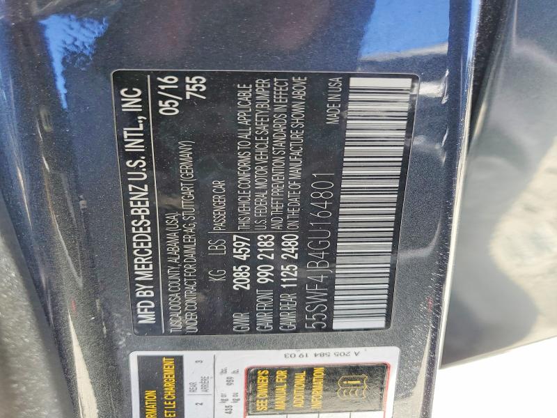 Продаж на аукціоні авто 2016 Mercedes-benz C, vin: 55SWF4JB4GU164801, номер лоту: 61638416