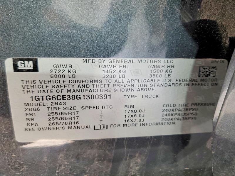 2016 Gmc Canyon მანქანა იყიდება აუქციონზე, vin: 1GTG6CE38G1300391, აუქციონის ნომერი: 61729086