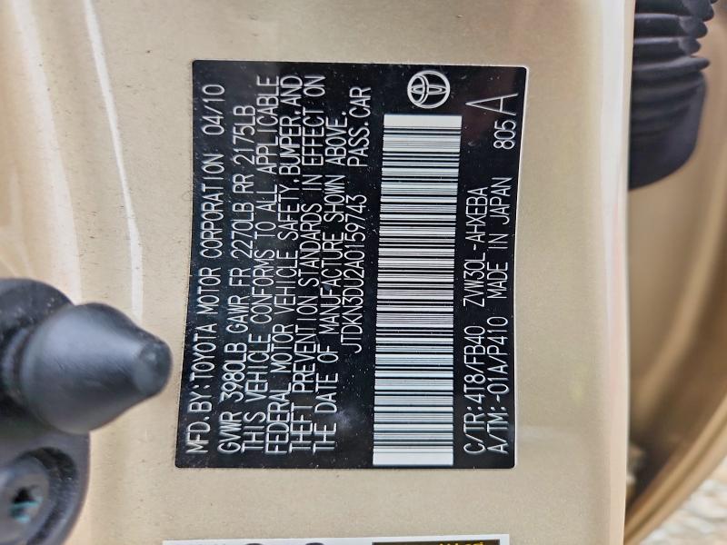Aukcja sprzedaży 2010 Toyota Prius, vin: JTDKN3DU2A0159743, numer aukcji: 60082106