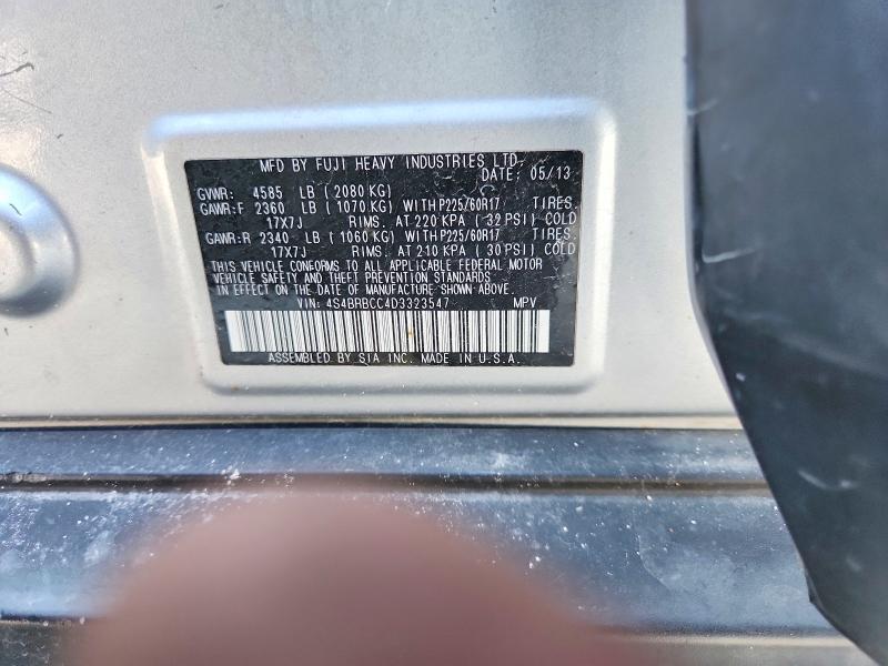 2013 Subaru Outback მანქანა იყიდება აუქციონზე, vin: 4S4BRBCC4D3323547, აუქციონის ნომერი: 59670506