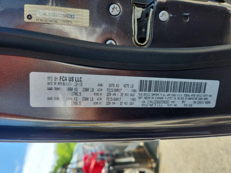 Продажа на аукционе авто 2016 Jeep Compass, vin: 1C4NJDEB6GD598263, номер лота: 61329756