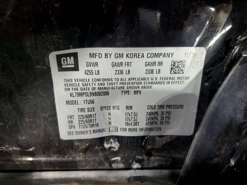 62943966 :رقم المزاد ، KL79MPSL9NB082086 vin ، 2022 Chevrolet Trailblazer مزاد بيع
