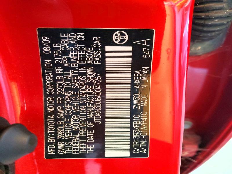 Aukcja sprzedaży 2010 Toyota Prius, vin: JTDKN3DU6A0047267, numer aukcji: 61081986