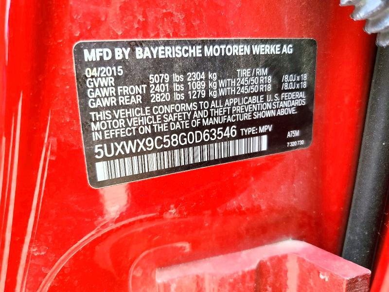60828196 :رقم المزاد ، 5UXWX9C58G0D63546 vin ، 2016 Bmw X3 مزاد بيع