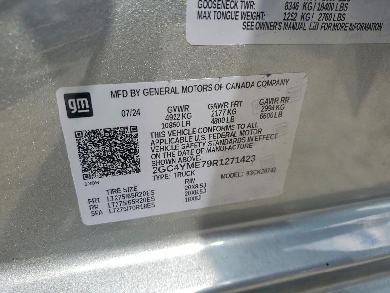 Продаж на аукціоні авто 2024 Chevrolet Silverado, vin: 2GC4YME79R1271423, номер лоту: 63001346
