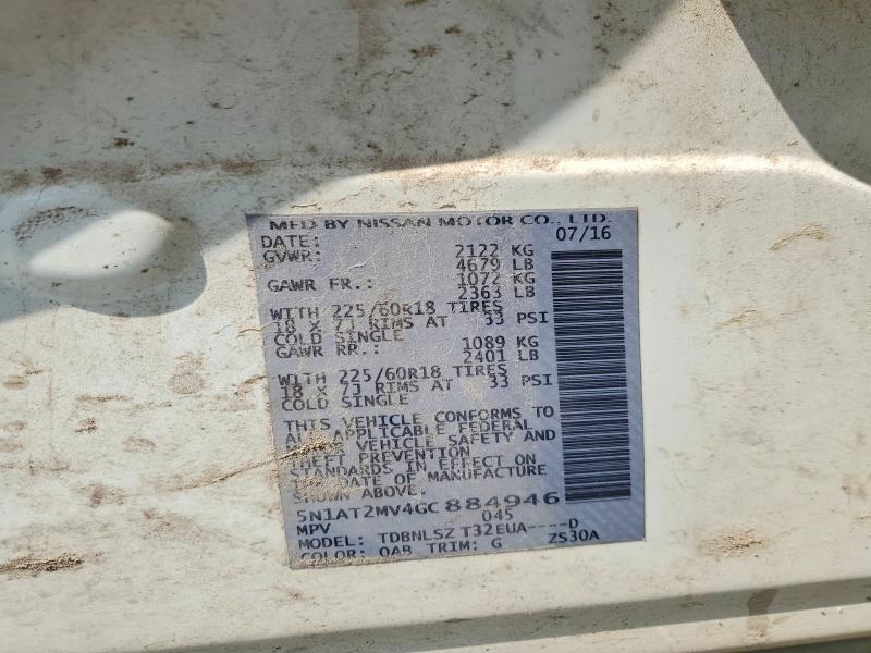 2016 Nissan Rogue მანქანა იყიდება აუქციონზე, vin: 5N1AT2MV4GC884946, აუქციონის ნომერი: 62341376